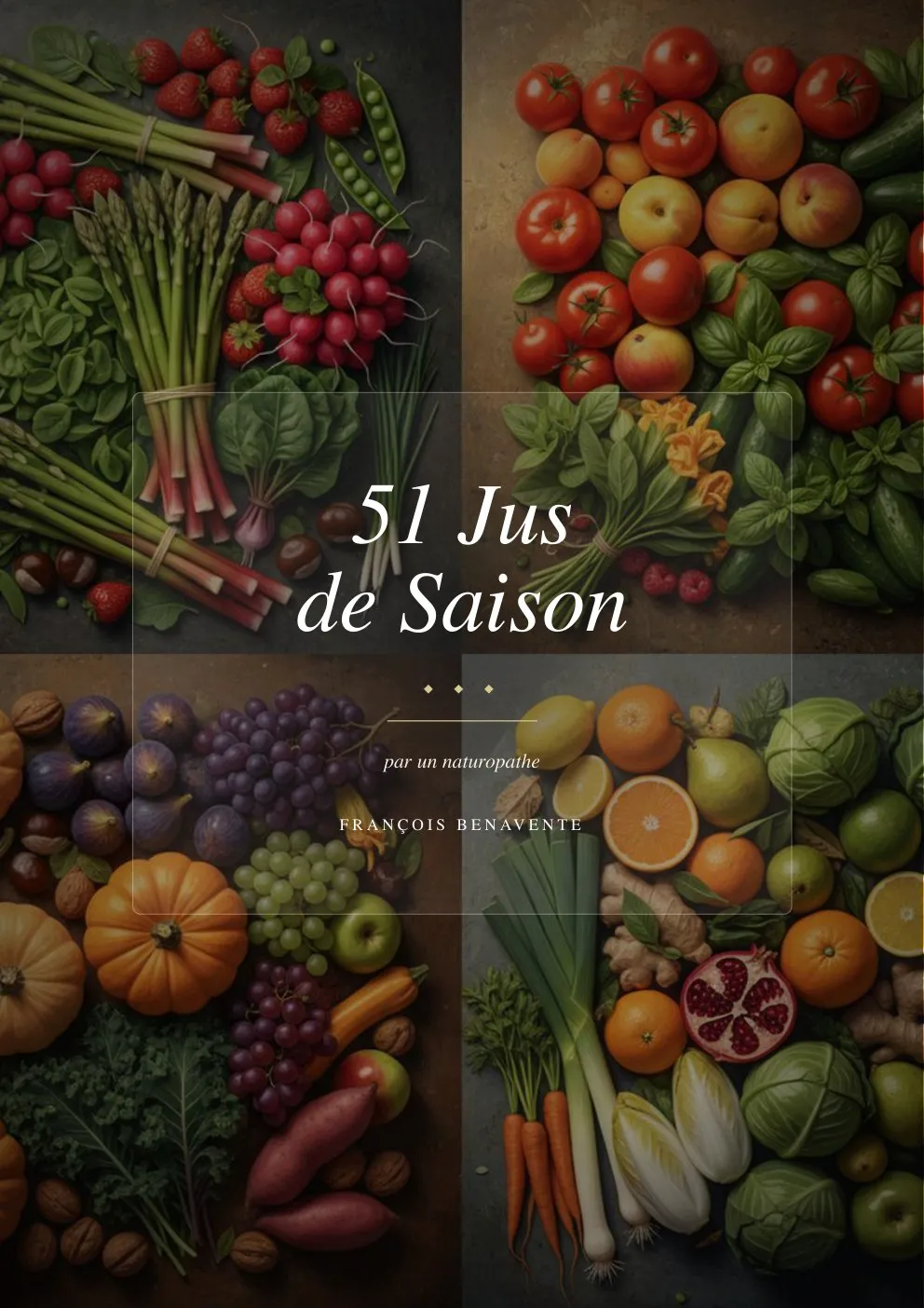 Couverture de l'ebook : 51 Jus de Saison, par un naturopathe, François Benavente