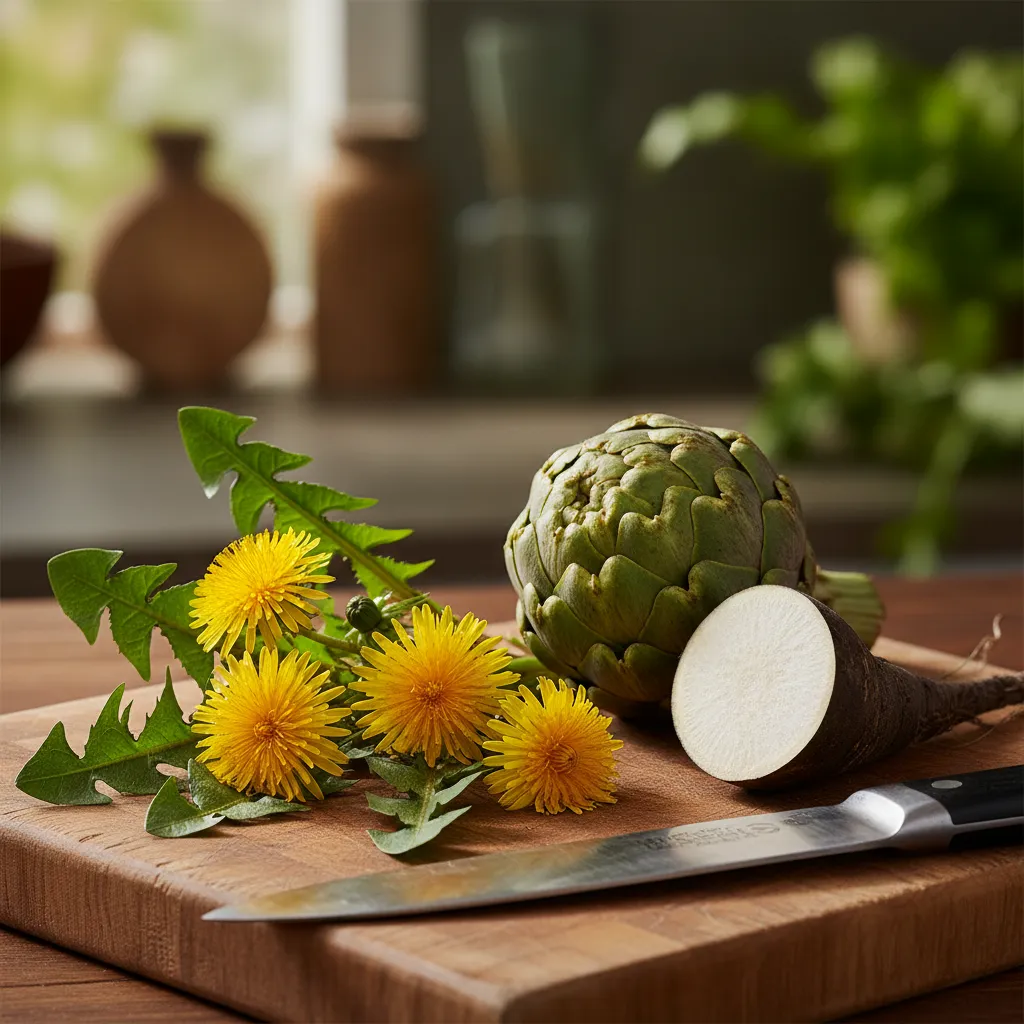 Plantes et émonctoires de la détox de printemps : pissenlit, artichaut, radis noir