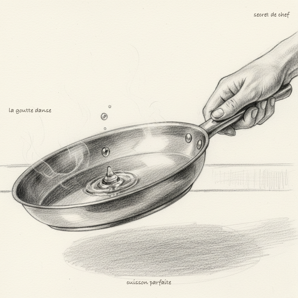 Cuisiner a l'inox sans que ca colle : le test de la goutte d'eau