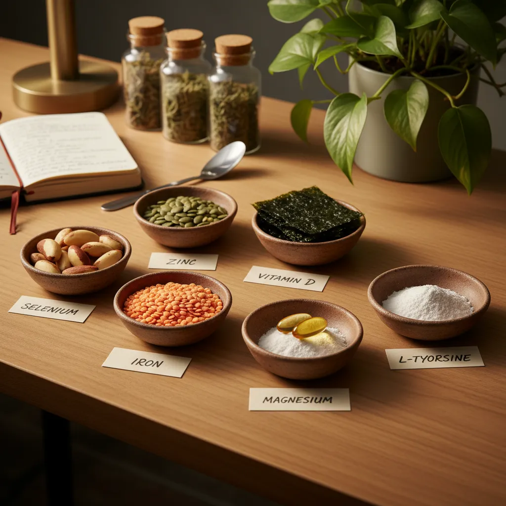 Les 7 nutriments essentiels de la thyroïde : sélénium, zinc, fer, iode, vitamine D, magnésium