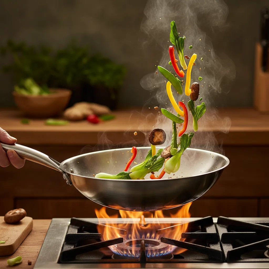 Le wok en inox triply pour le saute rapide de legumes