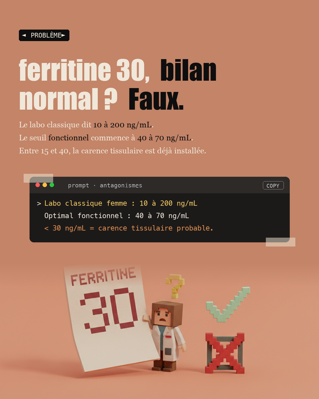 Ferritine : la carence cachée à 30 ng/mL : Slide 2