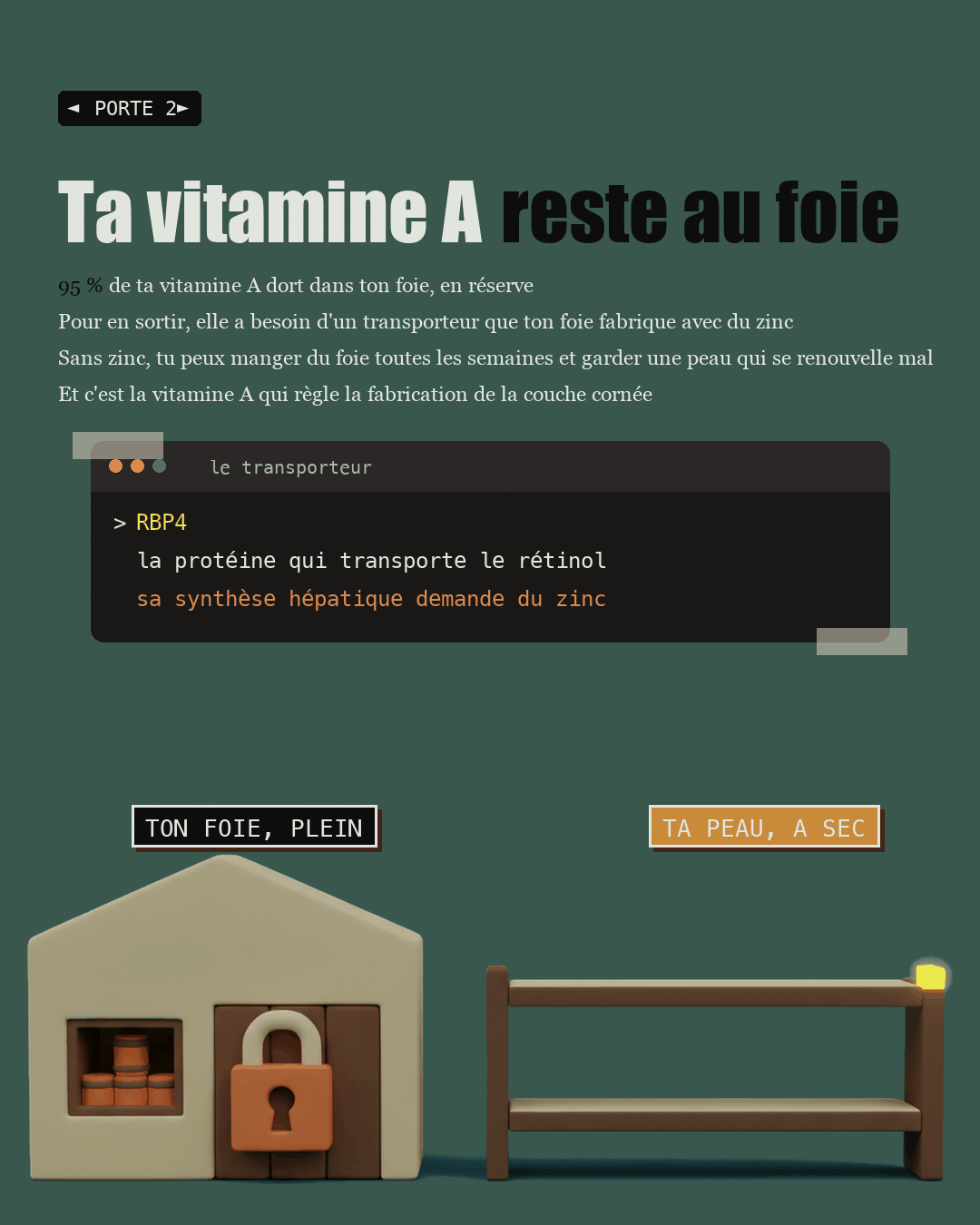 Un entrepôt en argile fermé par un cadenas, et une étagère vide à côté