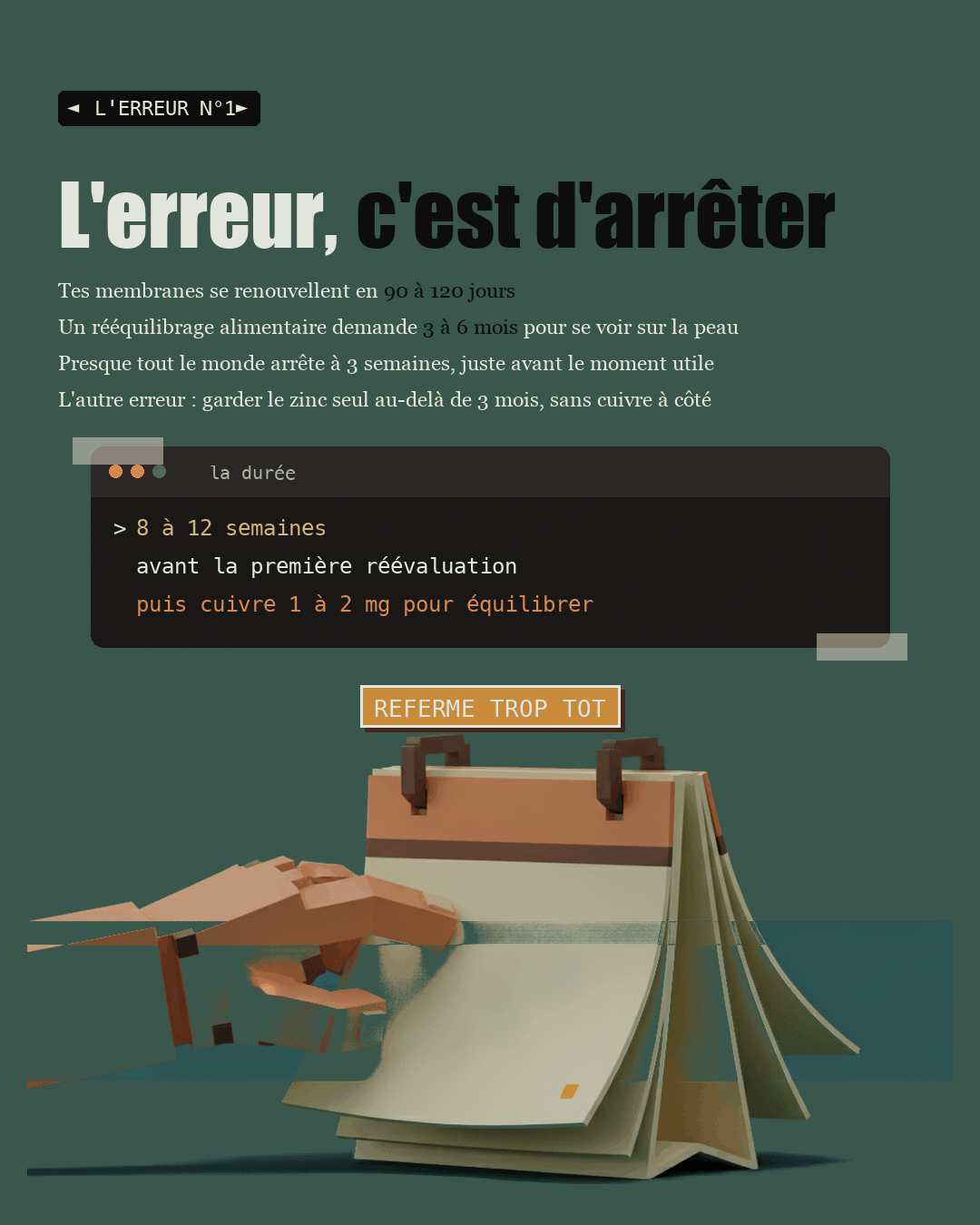 Un calendrier en argile refermé par une main dès la première page