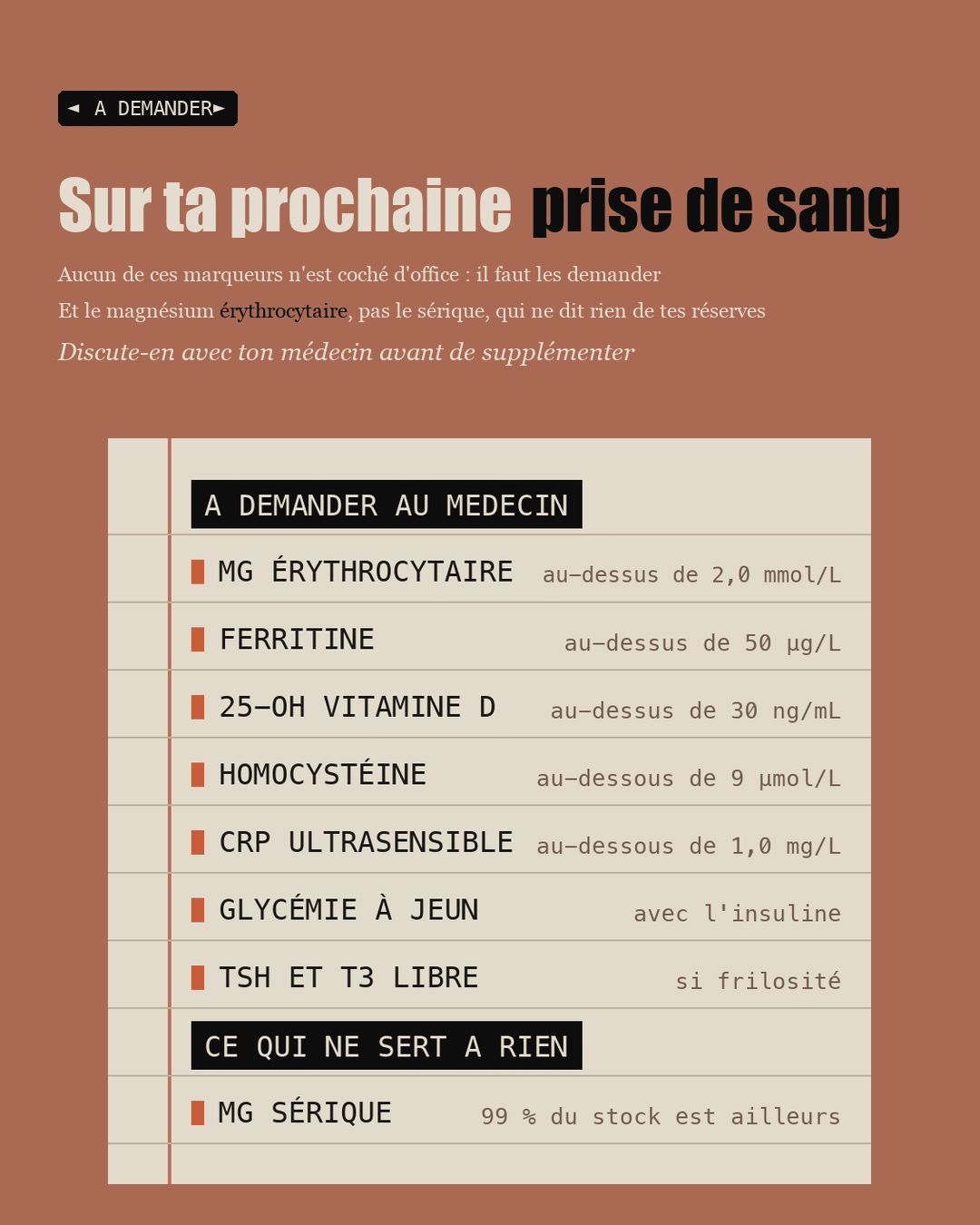 Page de cahier des marqueurs à demander
