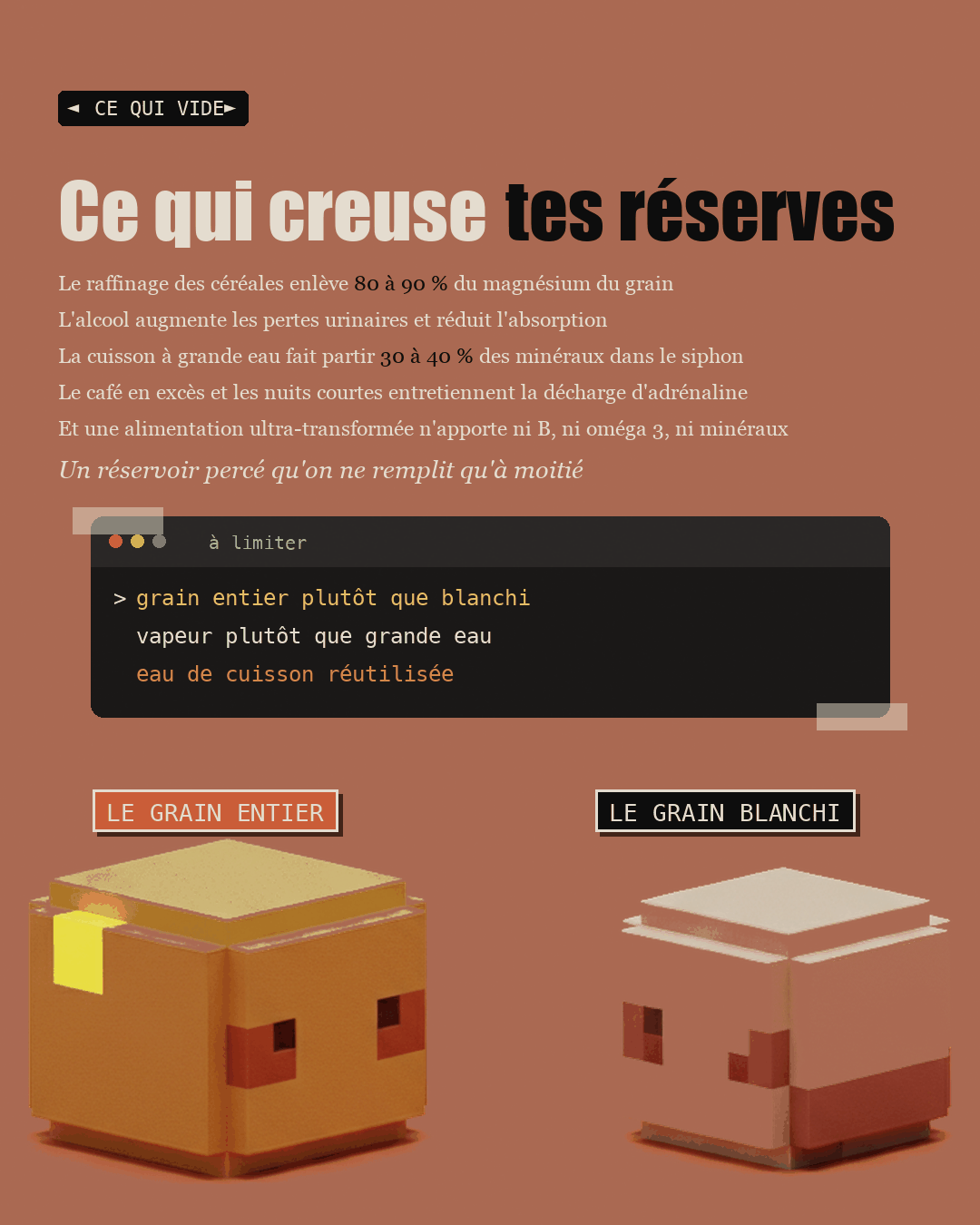 Trois objets en argile symbolisant les pertes
