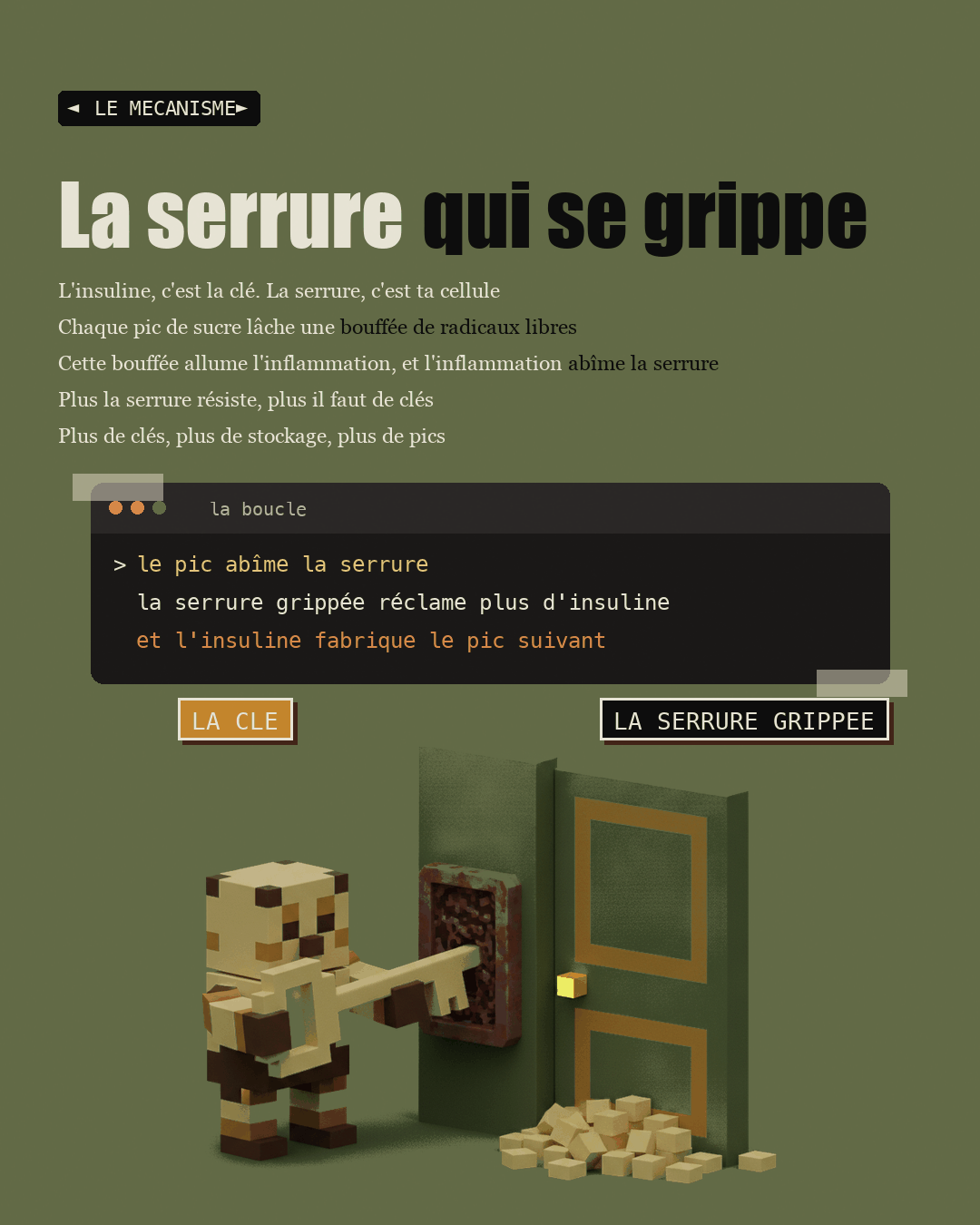 Une clé et une serrure en argile, la serrure abîmée