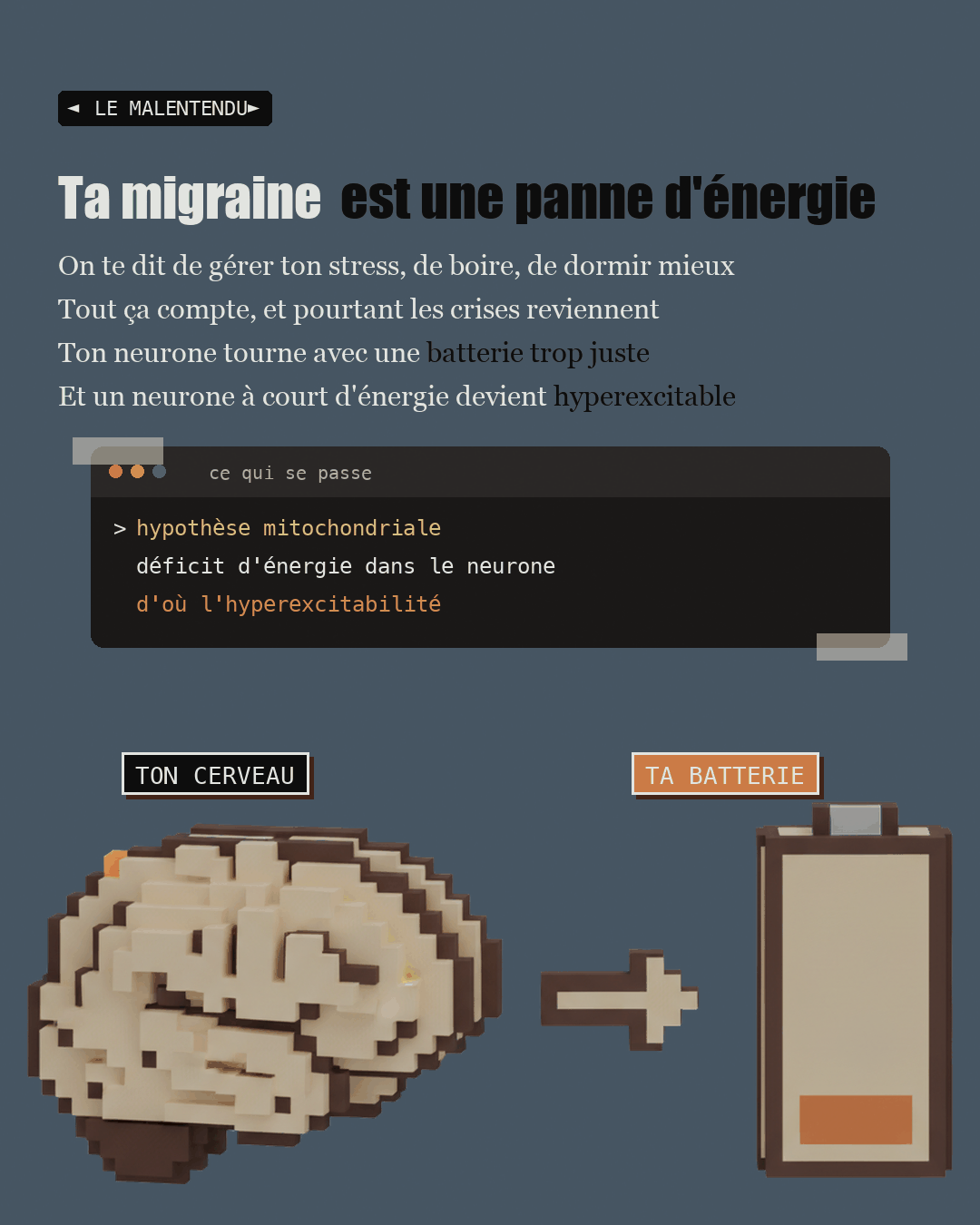 Un cerveau en argile et une batterie presque vide