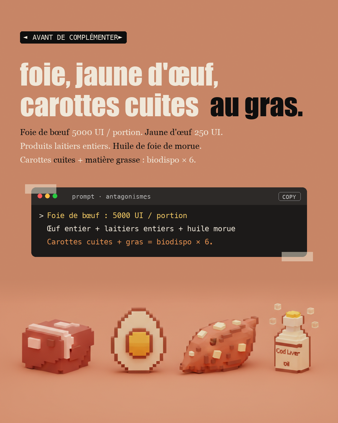 Vitamine A : le rétinol du foie, pas le bêta-carotène : Slide 8