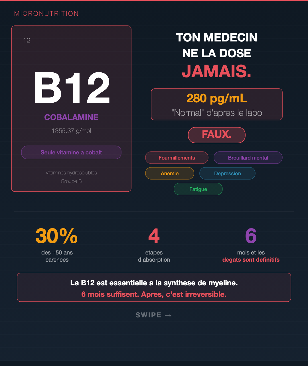 Vitamine B12 : la carence qu'on rate à chaque bilan