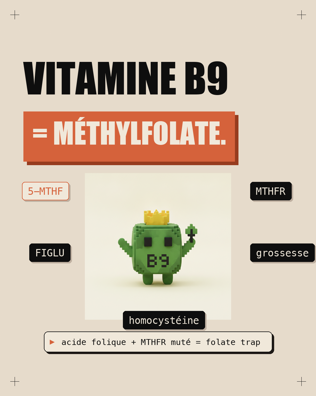 Vitamine B9 : oublie l'acide folique, prends du méthylfolate